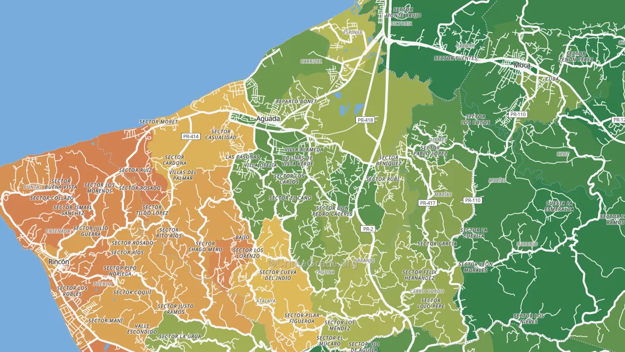 00602, PR Map of Vehicle Theft Rates