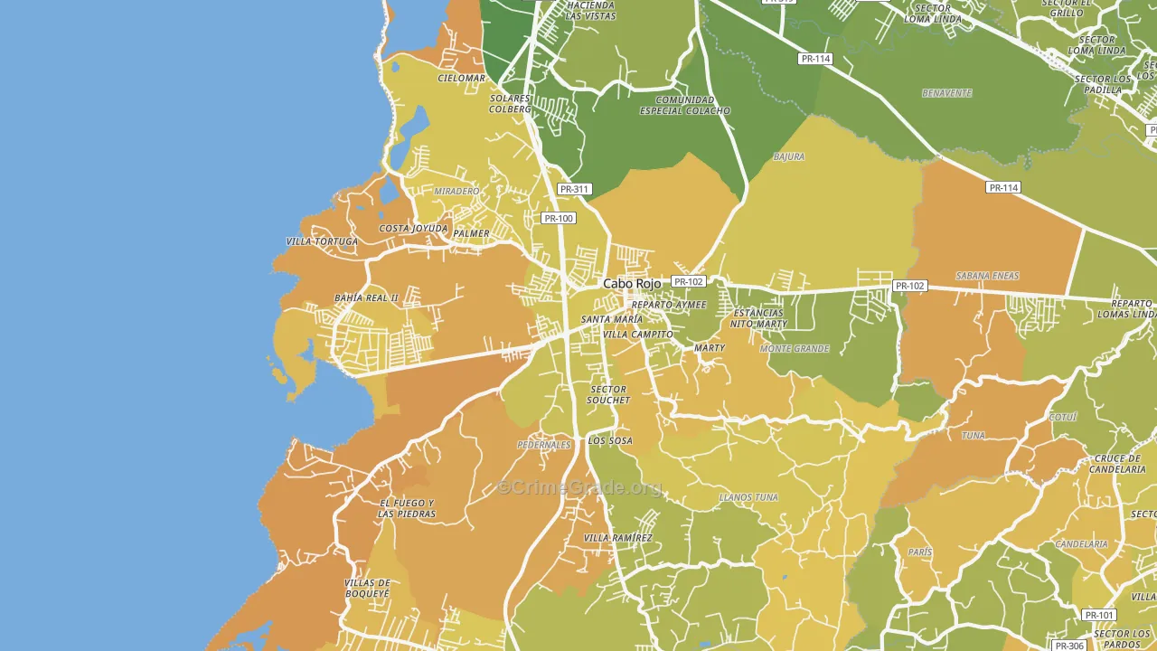 00623, PR Map of Vehicle Theft Rates