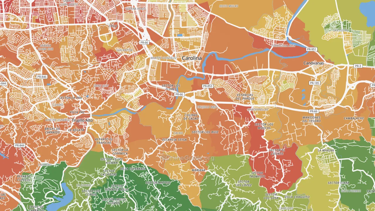 00987, PR Map of Vehicle Theft Rates