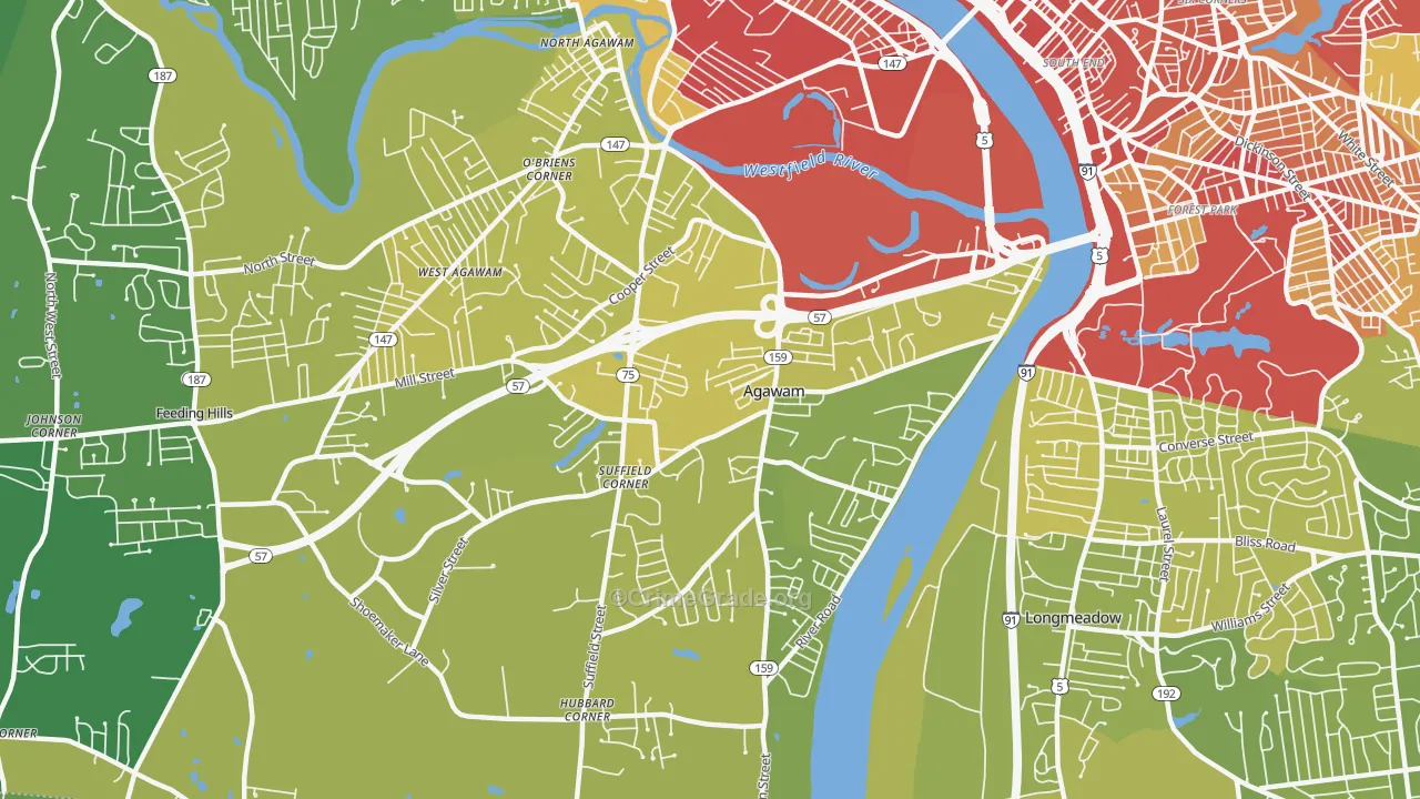 01001, MA Map of Vehicle Theft Rates