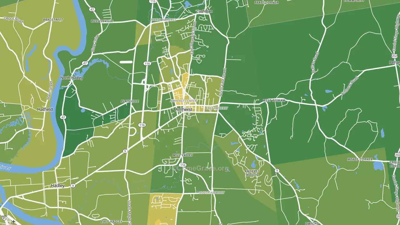 01002, MA Map of Vehicle Theft Rates