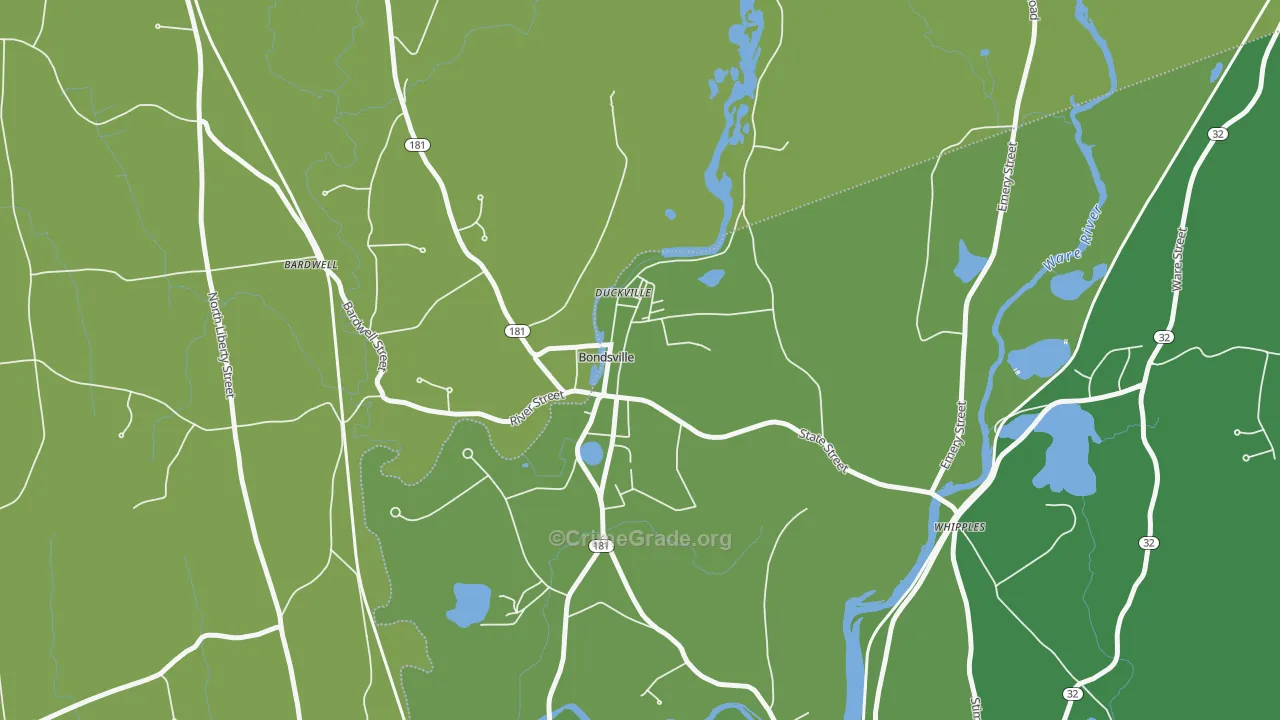 01009, MA Map of Vehicle Theft Rates