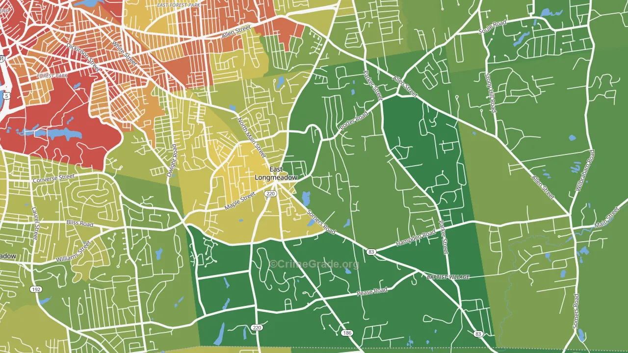 01028, MA Map of Vehicle Theft Rates