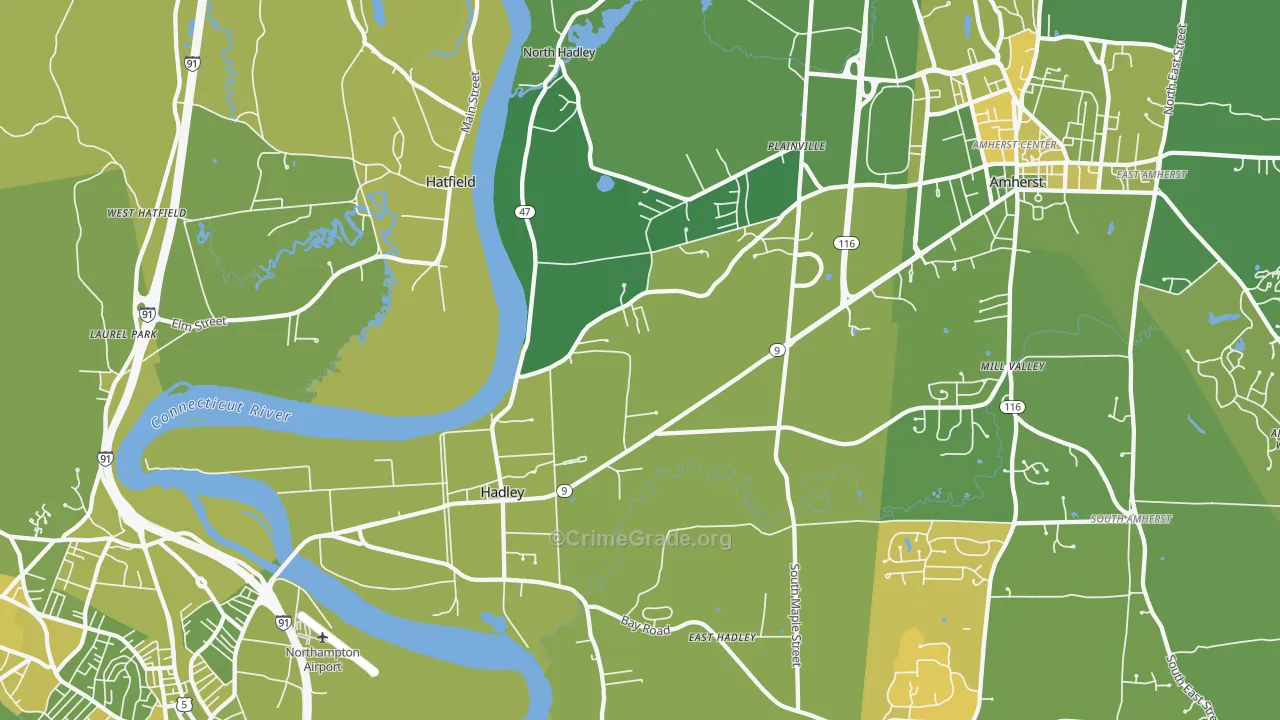 01035, MA Map of Vehicle Theft Rates
