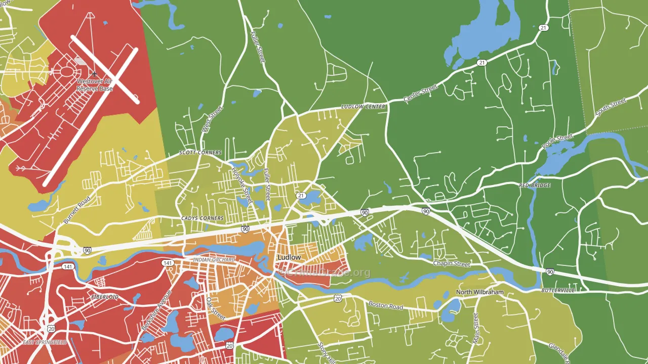 01056, MA Map of Vehicle Theft Rates