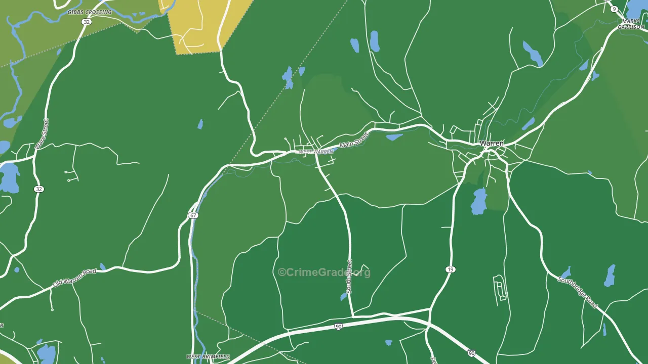01092, MA Map of Vehicle Theft Rates