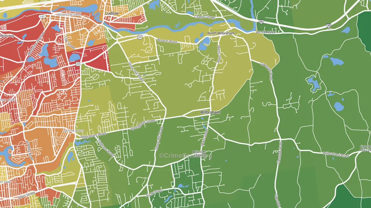 01095, MA Map of Vehicle Theft Rates