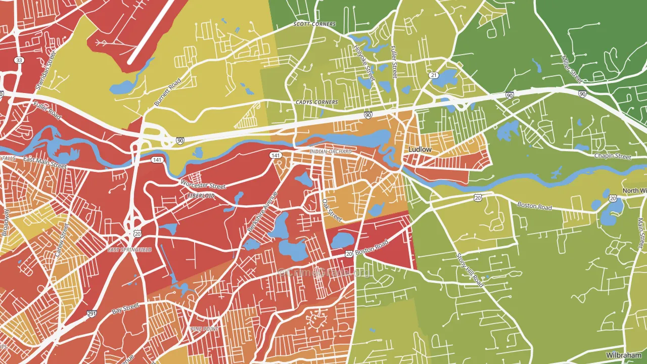 01151, MA Map of Vehicle Theft Rates