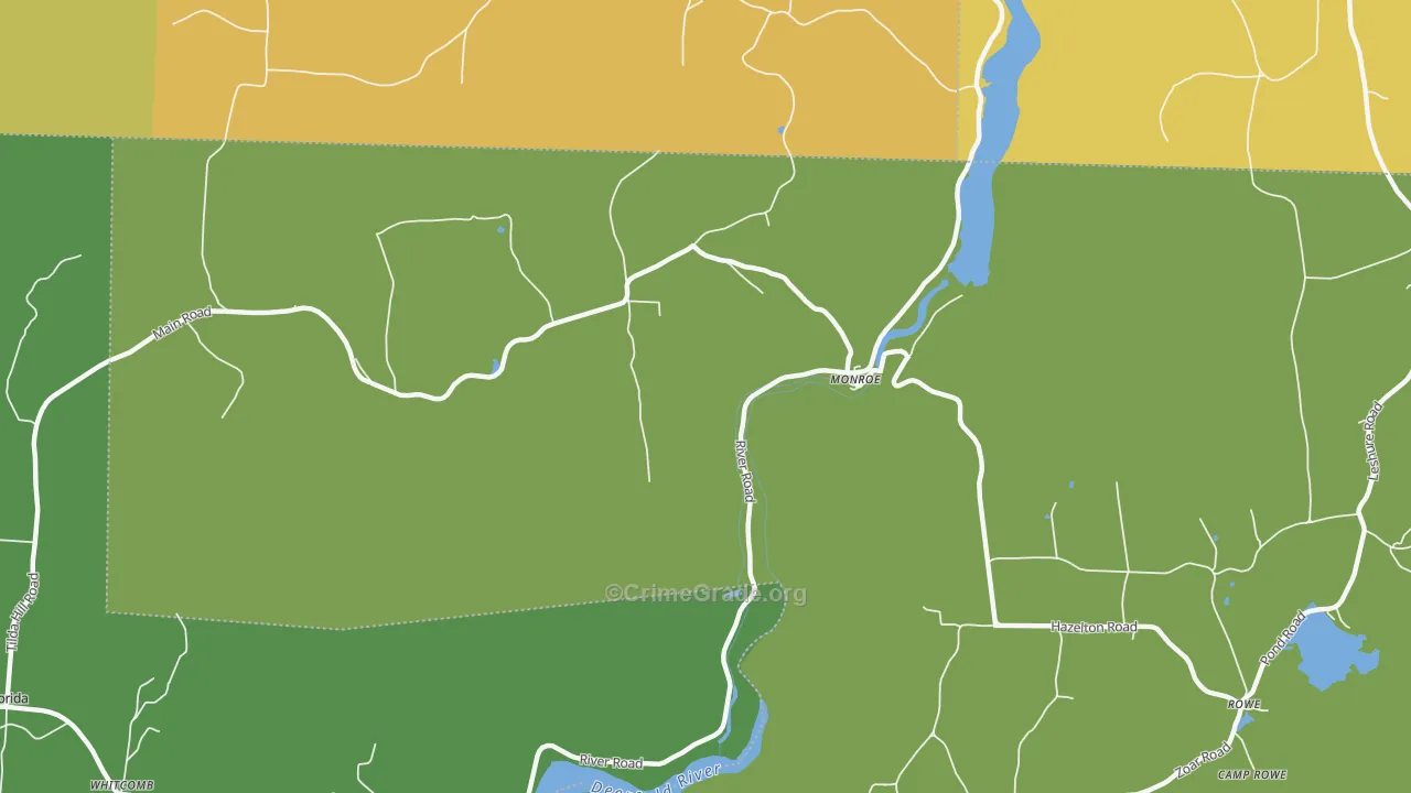 01350, MA Map of Vehicle Theft Rates