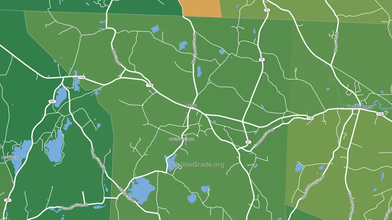 01431, MA Map of Vehicle Theft Rates