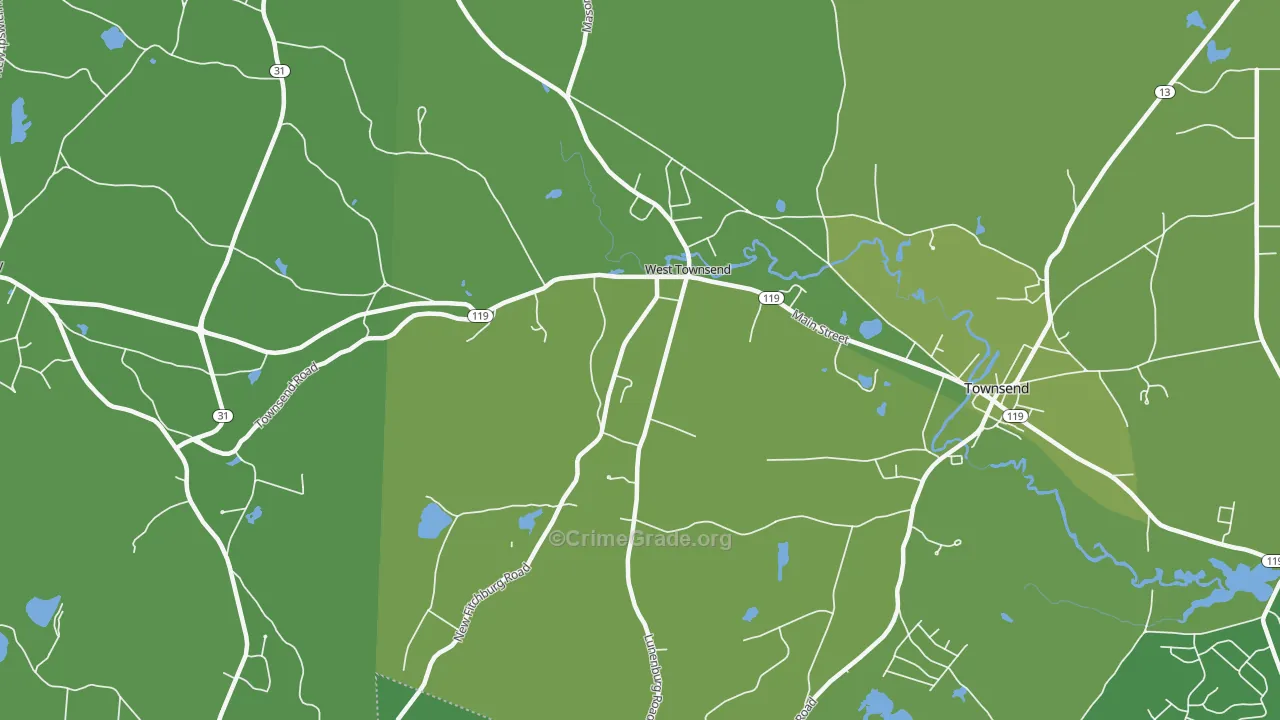 01474, MA Map of Vehicle Theft Rates