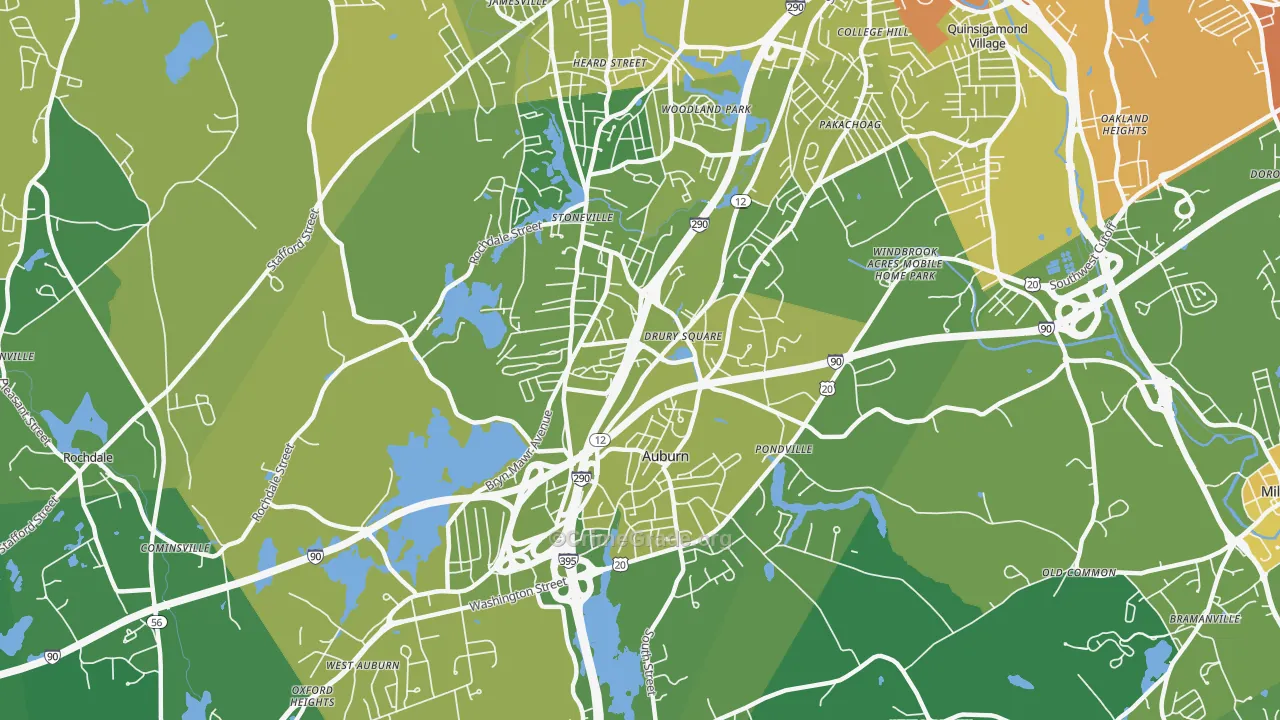 01501, MA Map of Vehicle Theft Rates