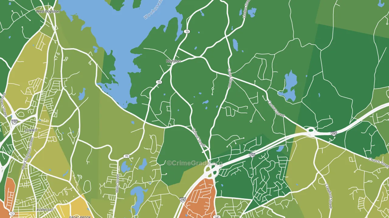 01505, MA Map of Vehicle Theft Rates