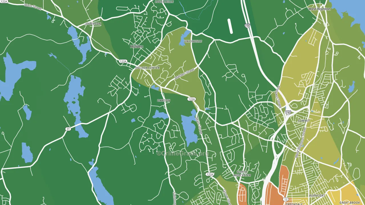 01520, MA Map of Vehicle Theft Rates