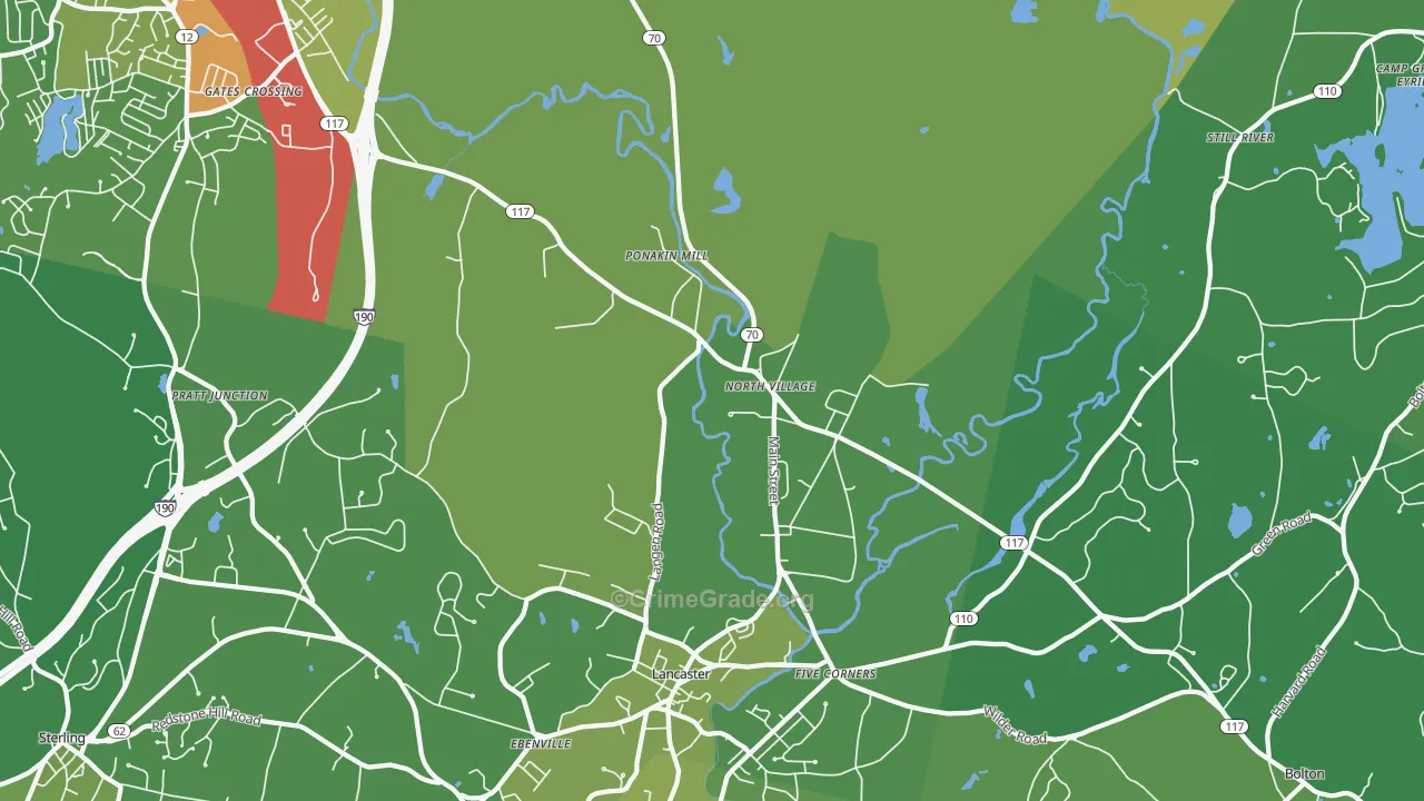 01523, MA Map of Vehicle Theft Rates