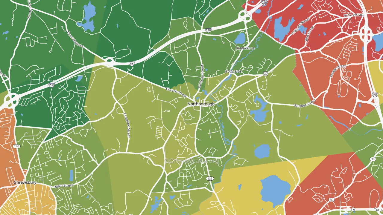 01532, MA Map of Vehicle Theft Rates