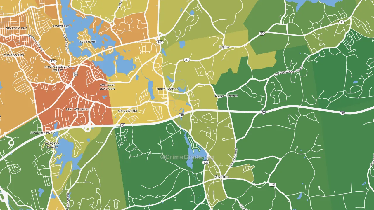 01536, MA Map of Vehicle Theft Rates