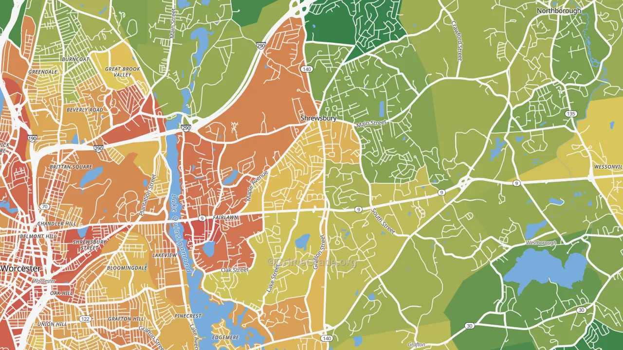 01545, MA Map of Vehicle Theft Rates