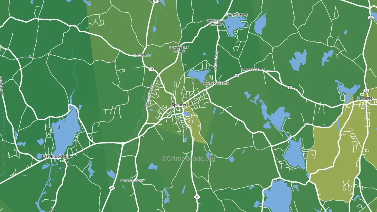 01562, MA Map of Vehicle Theft Rates