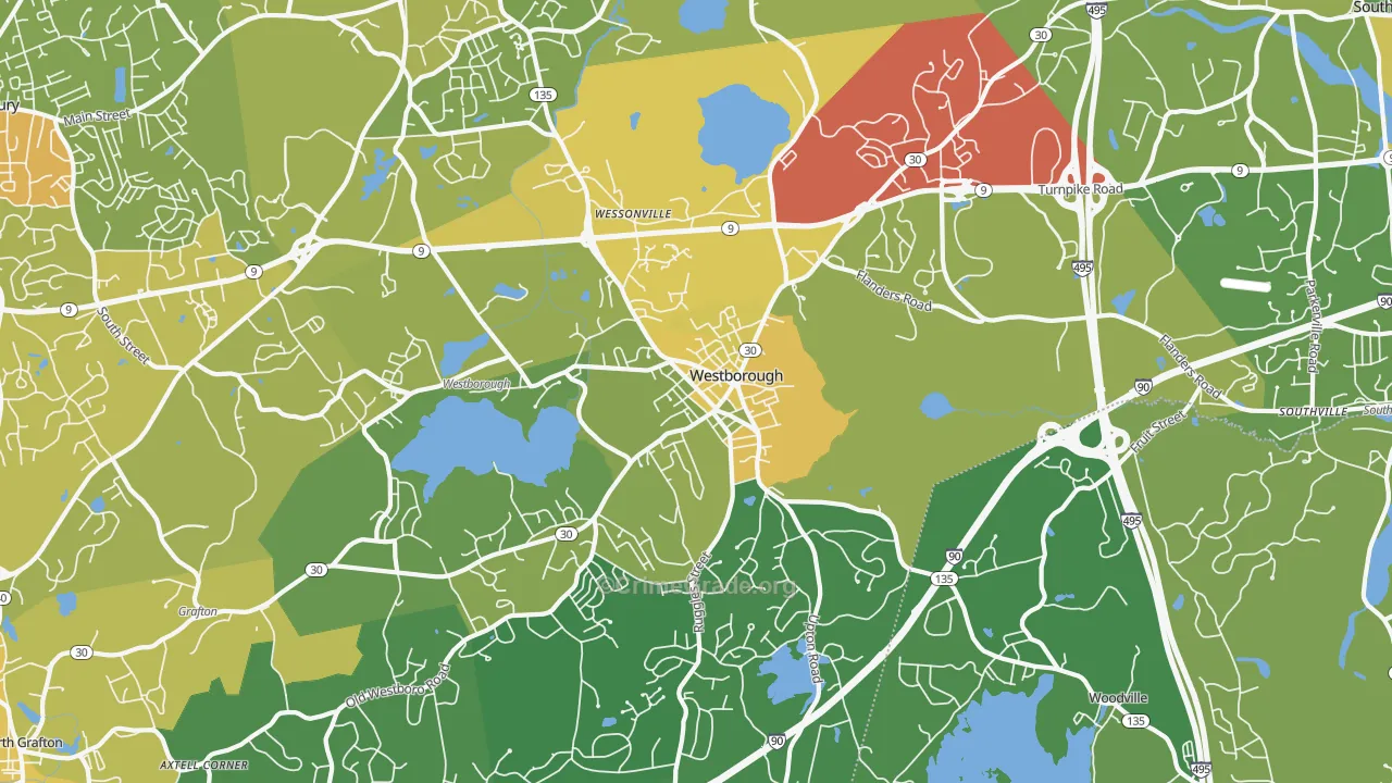 01581, MA Map of Vehicle Theft Rates
