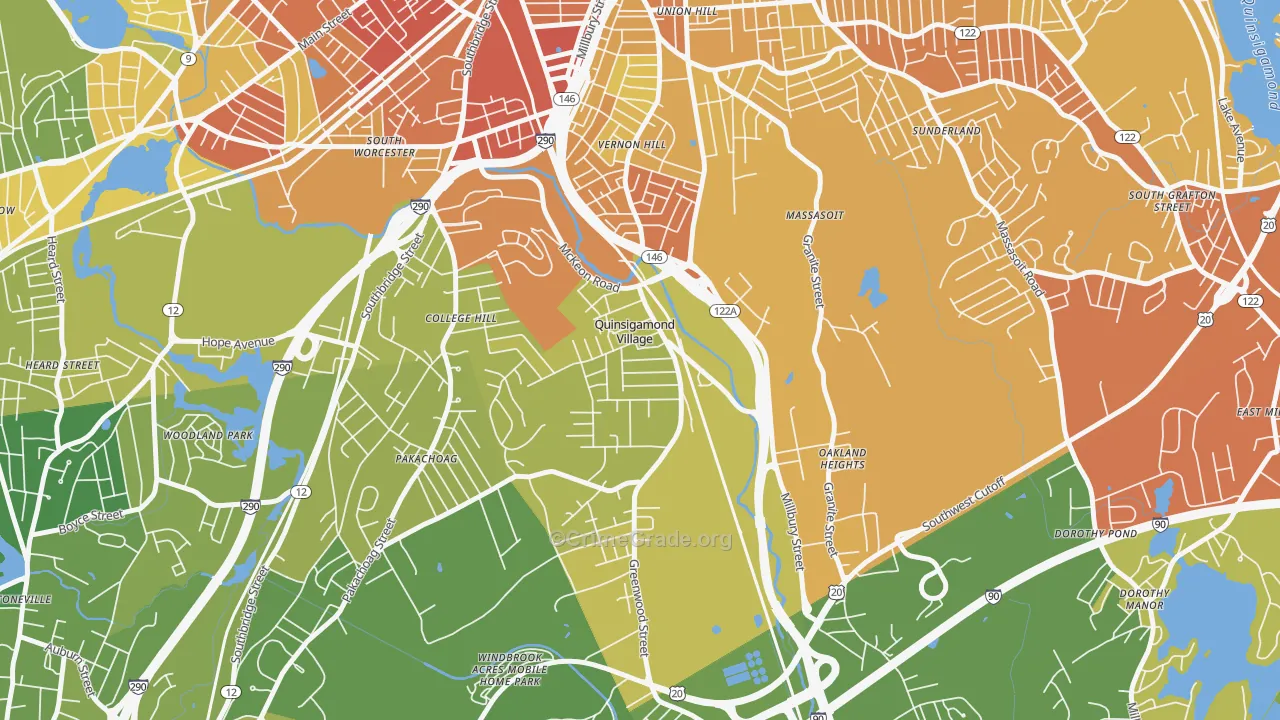 01607, MA Map of Vehicle Theft Rates
