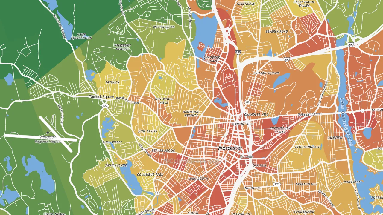 01609, MA Map of Vehicle Theft Rates