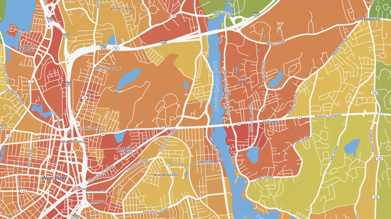 01655, MA Map of Vehicle Theft Rates