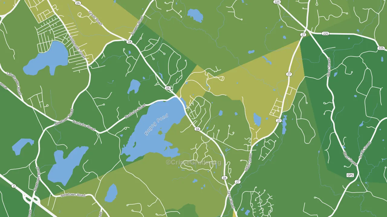 01718, MA Map of Vehicle Theft Rates