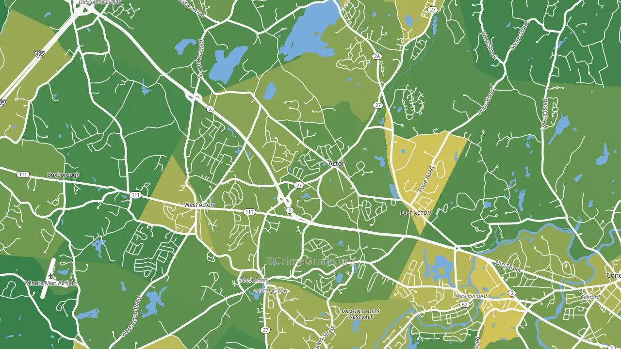 01720, MA Map of Vehicle Theft Rates