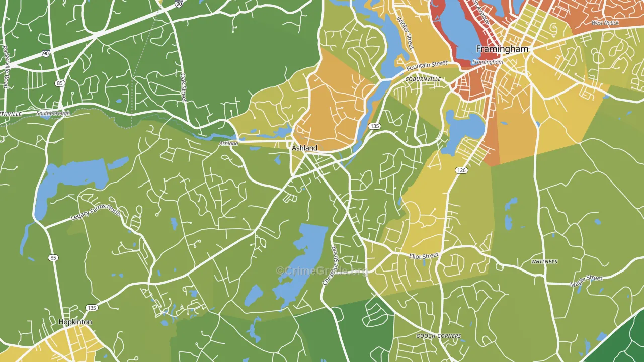 01721, MA Map of Vehicle Theft Rates