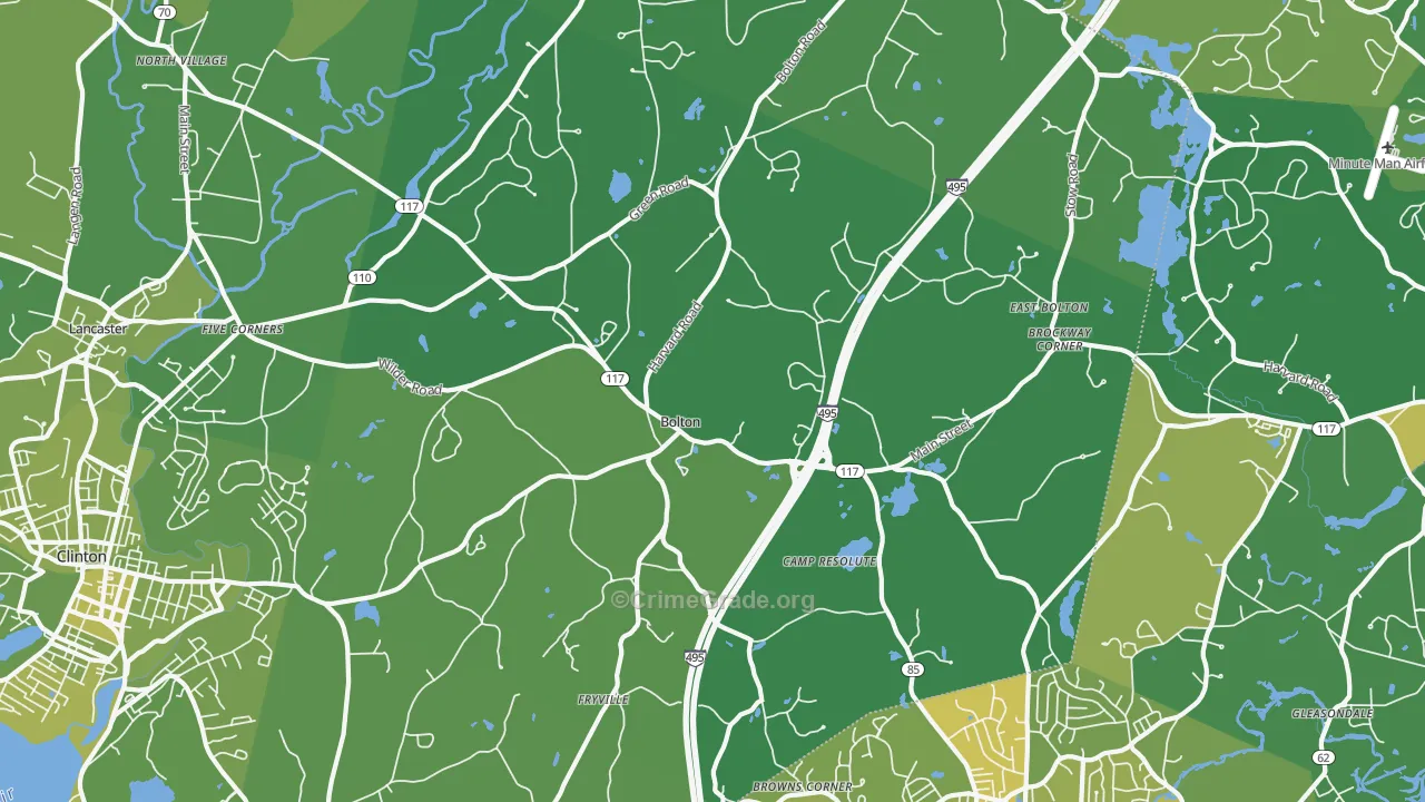 01740, MA Map of Vehicle Theft Rates