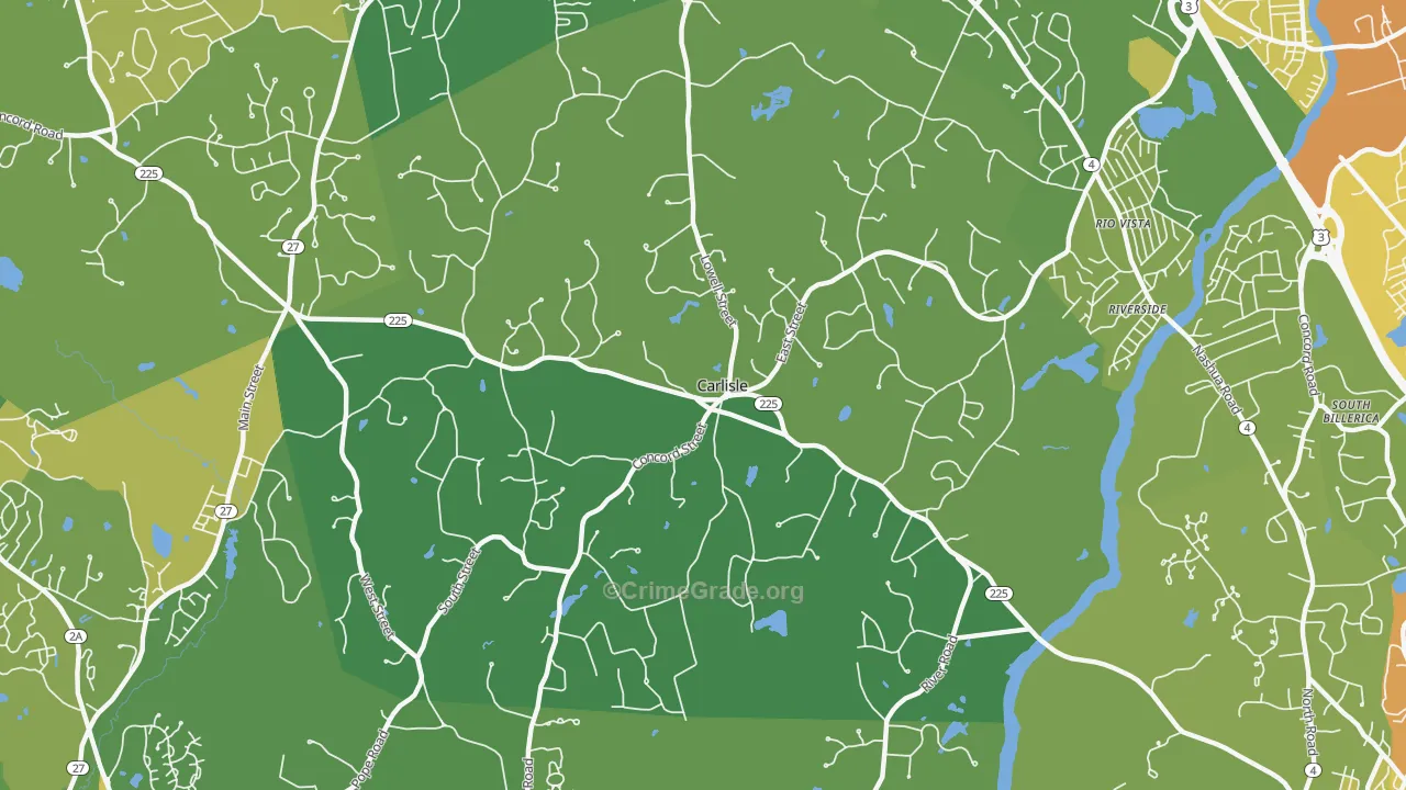 01741, MA Map of Vehicle Theft Rates