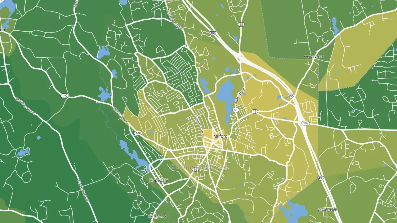 01757, MA Map of Vehicle Theft Rates