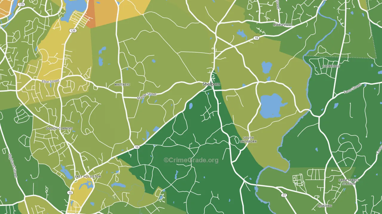 01770, MA Map of Vehicle Theft Rates