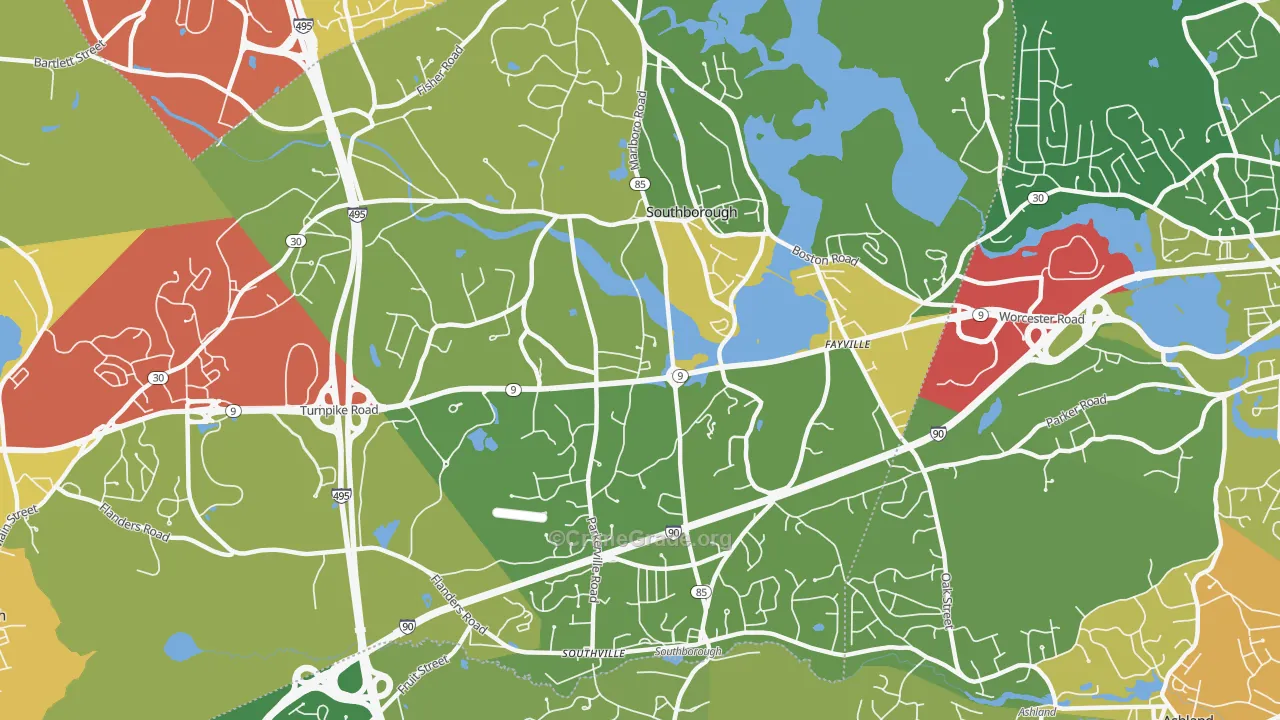 01772, MA Map of Vehicle Theft Rates
