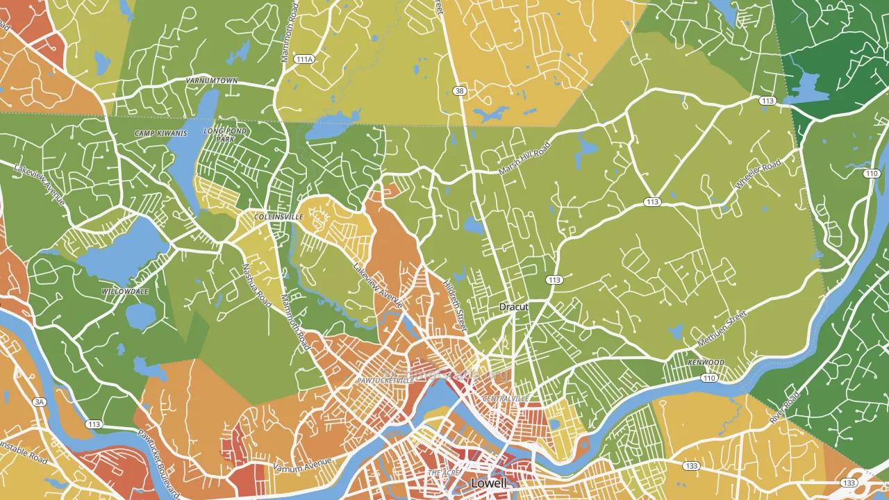 01826, MA Map of Vehicle Theft Rates
