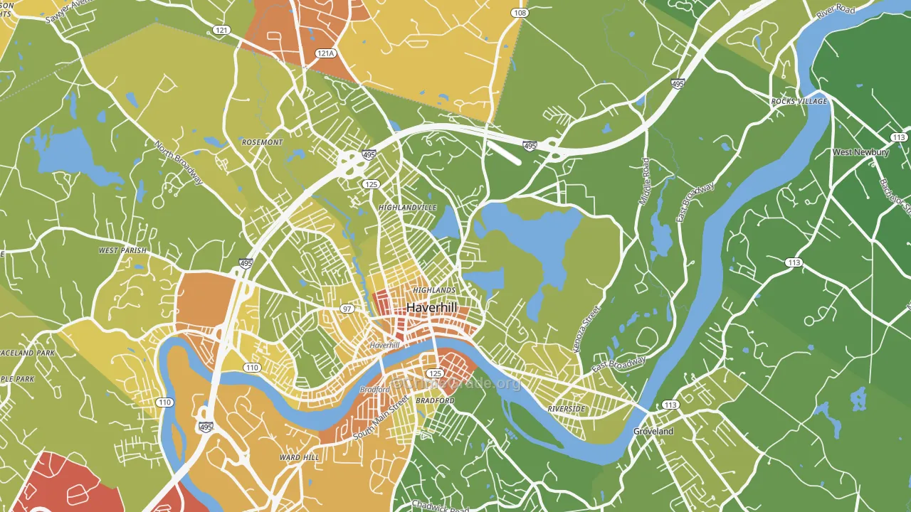 01830, MA Map of Vehicle Theft Rates