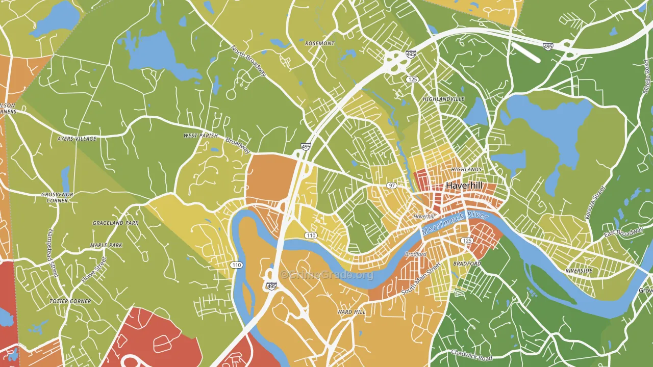 01832, MA Map of Vehicle Theft Rates