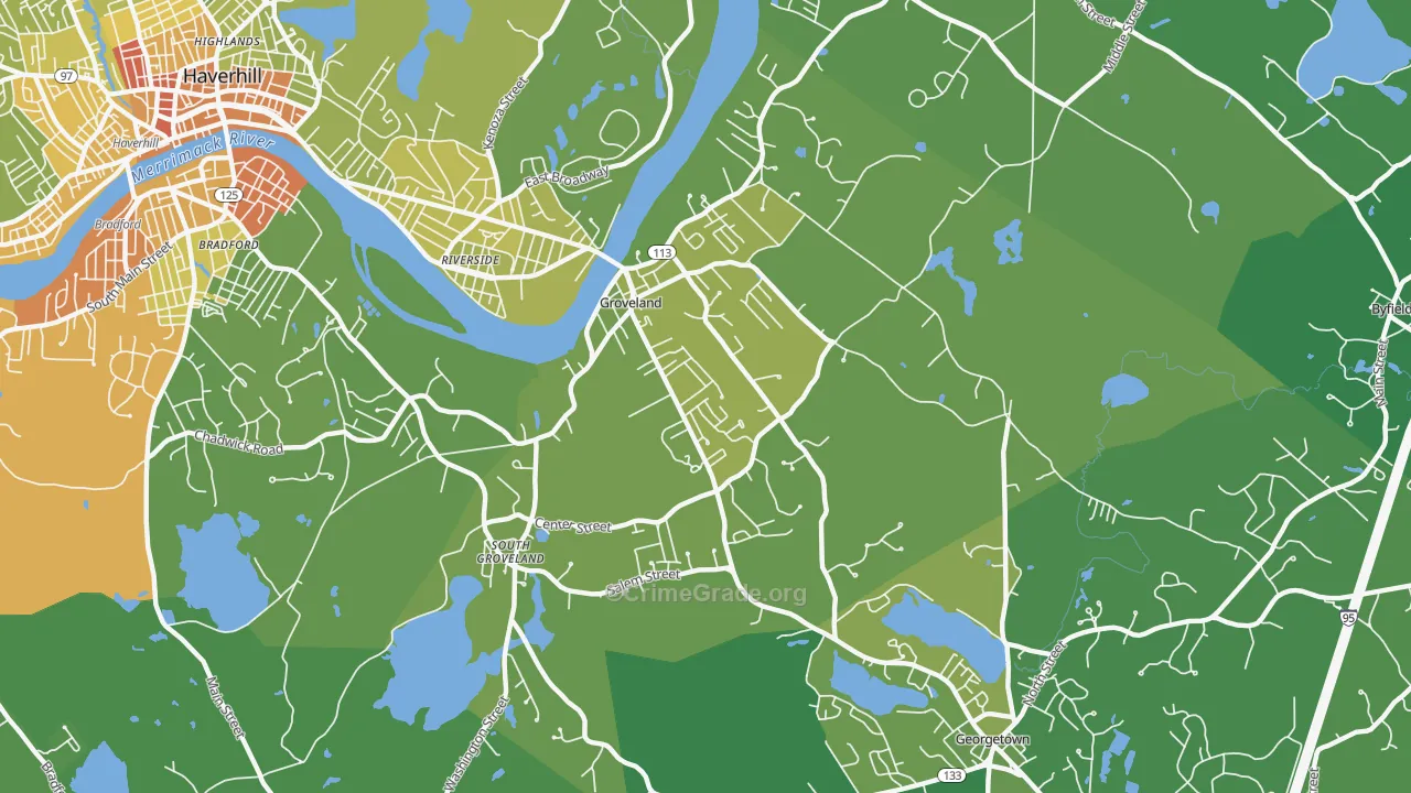 01834, MA Map of Vehicle Theft Rates