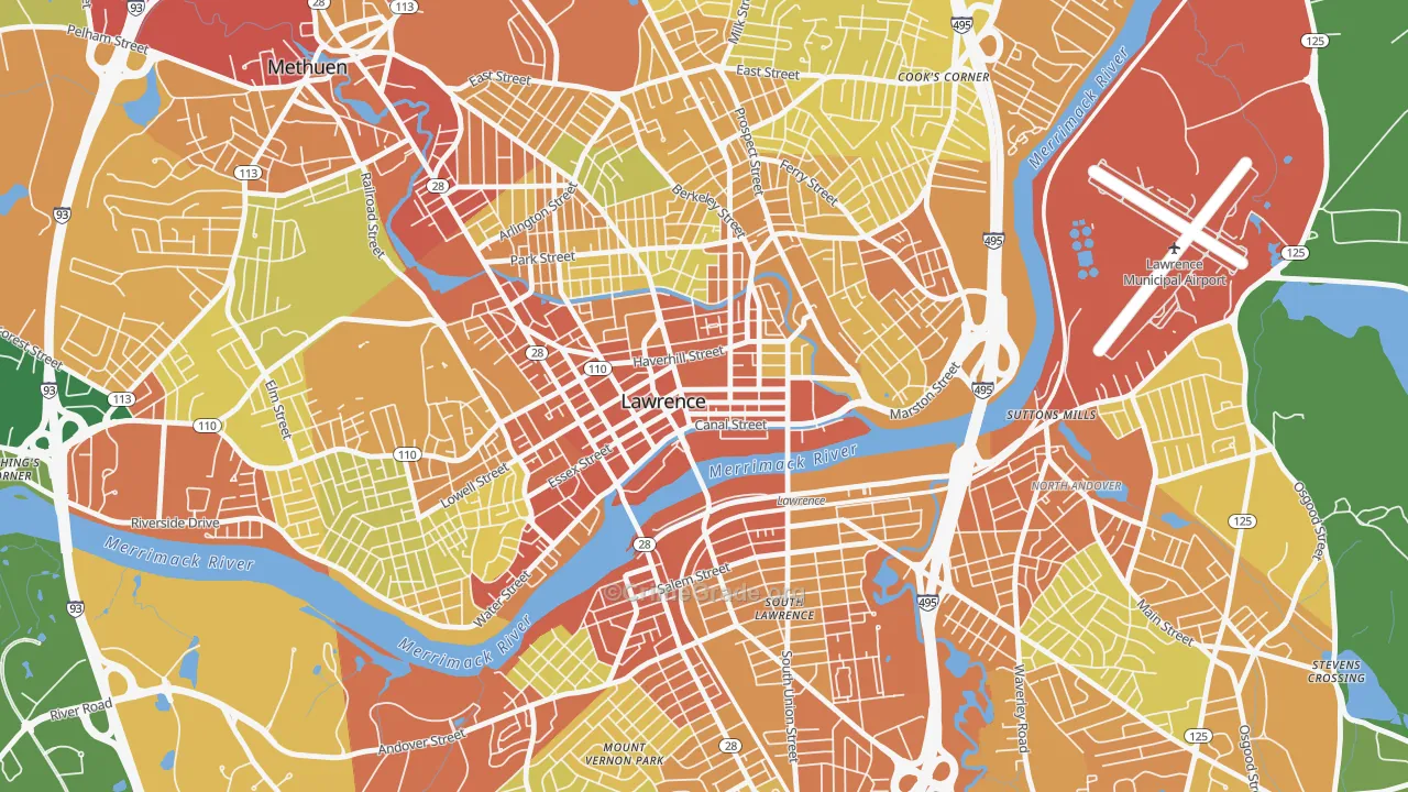 01840, MA Map of Vehicle Theft Rates