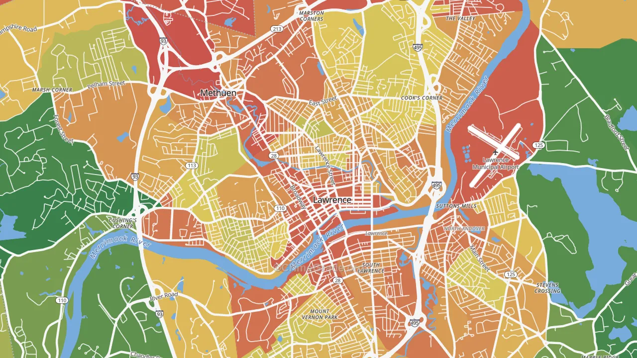 01841, MA Map of Vehicle Theft Rates