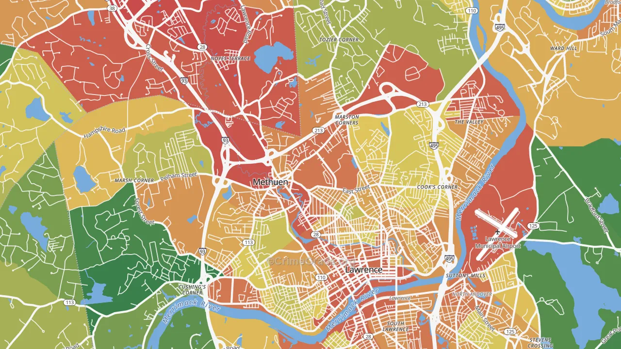 01844, MA Map of Vehicle Theft Rates