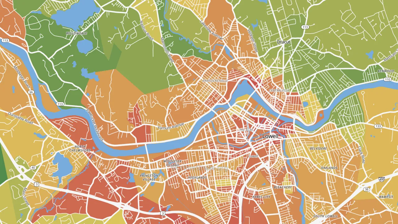 01854, MA Map of Vehicle Theft Rates