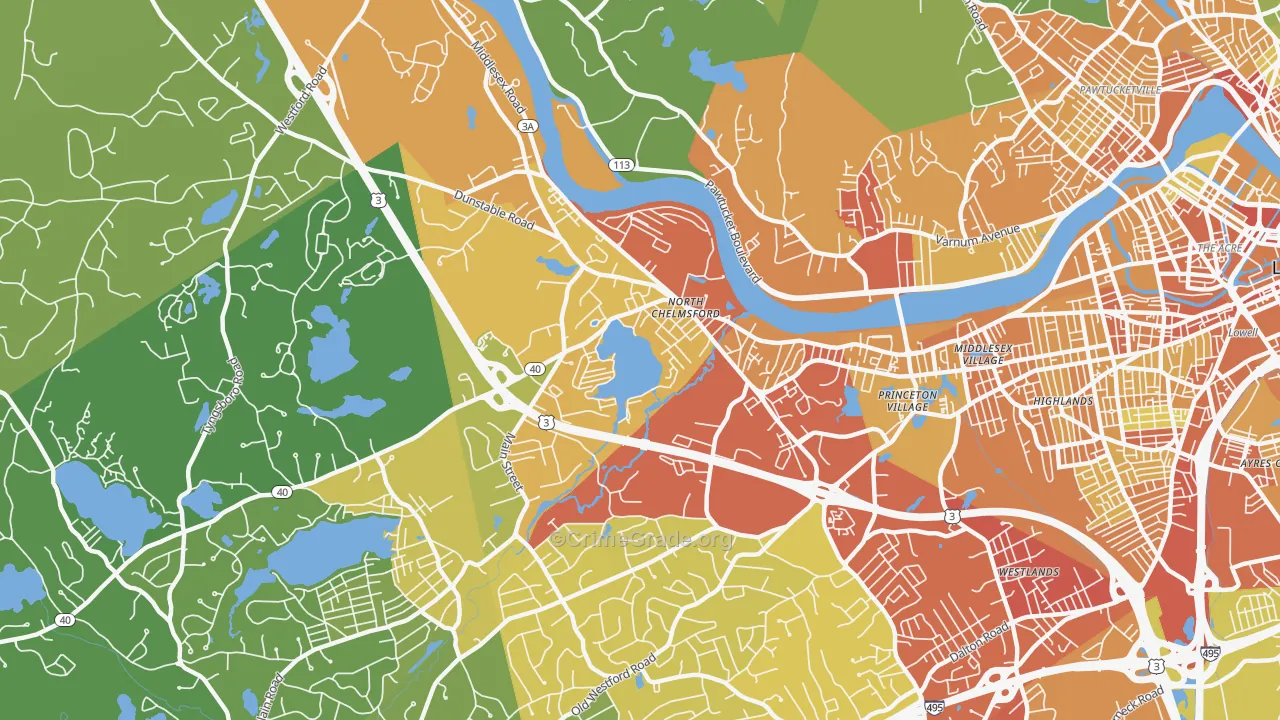 01863, MA Map of Vehicle Theft Rates