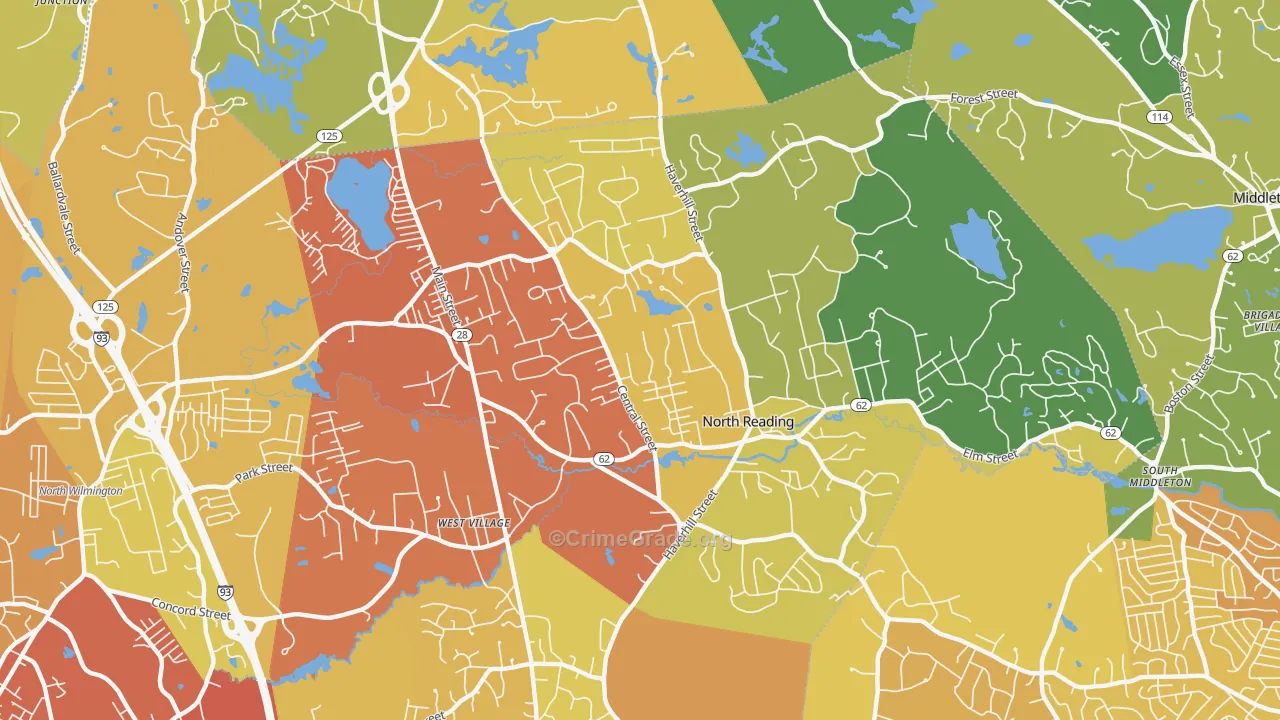 01864, MA Map of Vehicle Theft Rates
