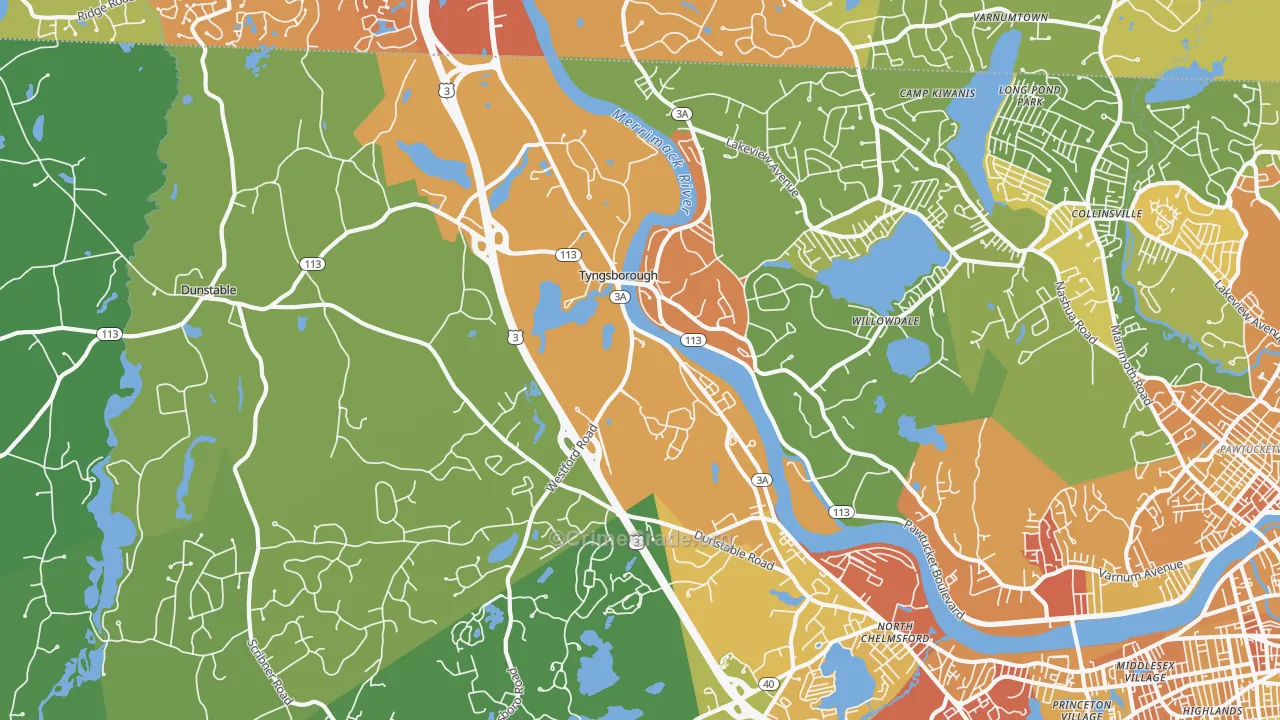 01879, MA Map of Vehicle Theft Rates