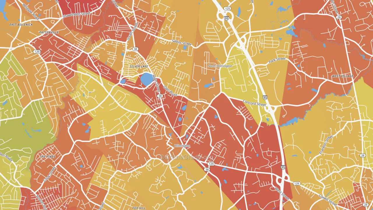 01887, MA Map of Vehicle Theft Rates