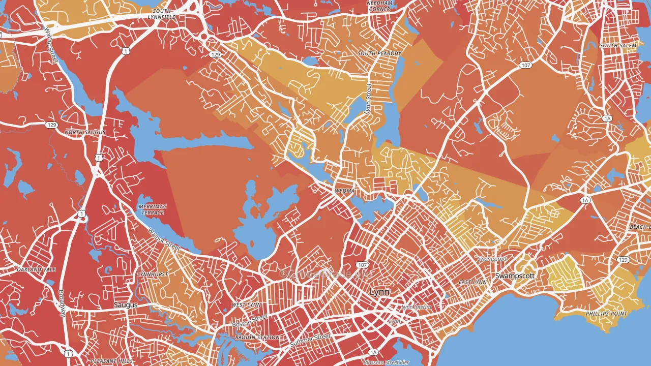 01904, MA Map of Vehicle Theft Rates
