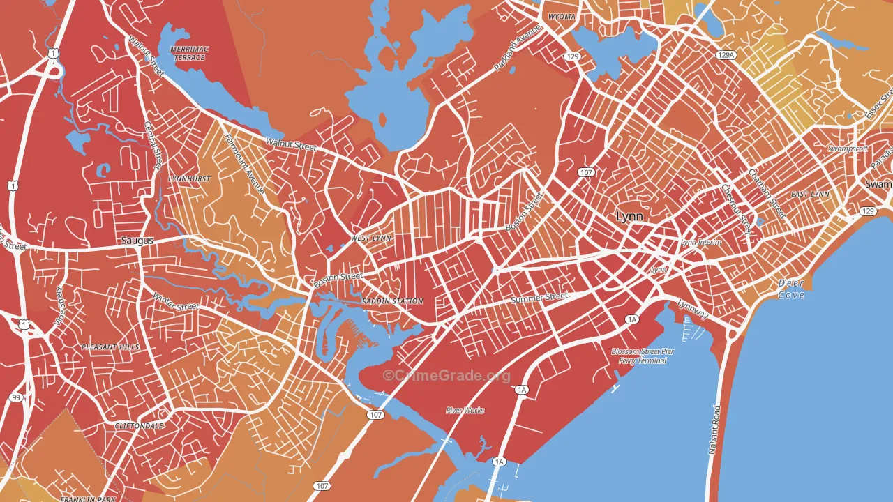 01905, MA Map of Vehicle Theft Rates