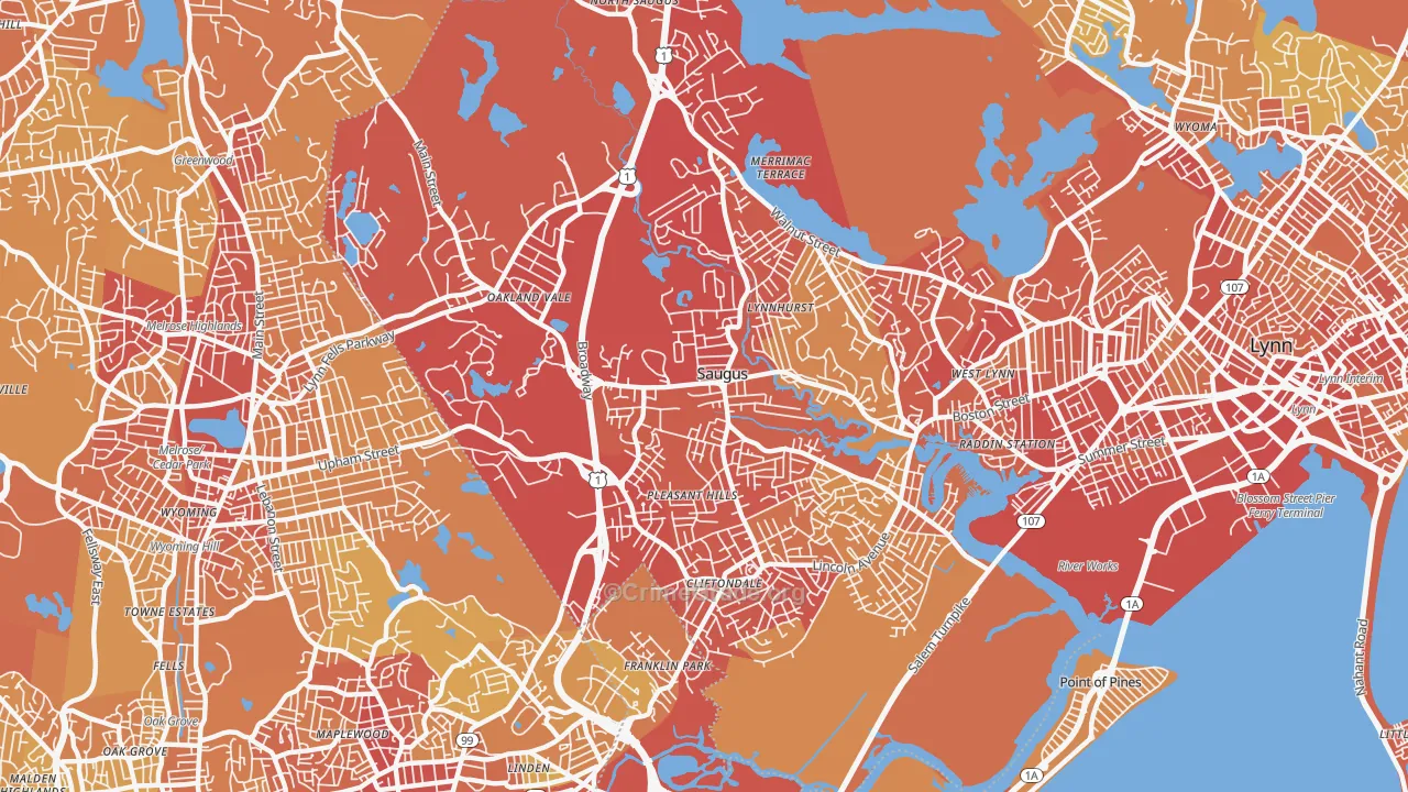 01906, MA Map of Vehicle Theft Rates